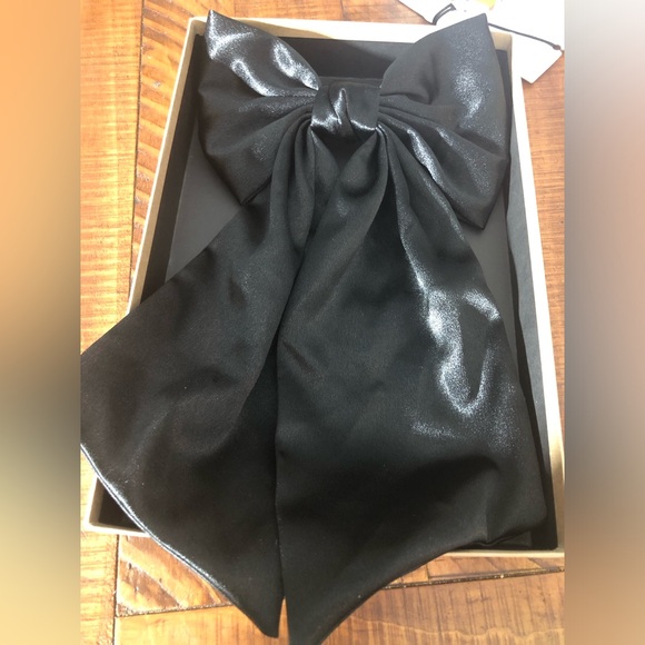 NWT Anthropologie Satin Bow Barrette in Black - Picture 2 of 3